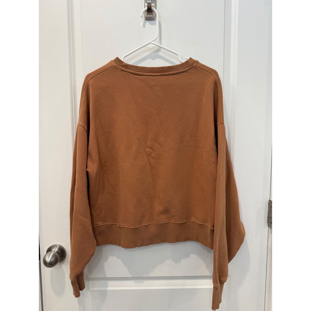 Roxy Womens Brown Floral Butterfly Graphic Crewneck Sweatshirt Small Retro Crop - Picture 6 of 7